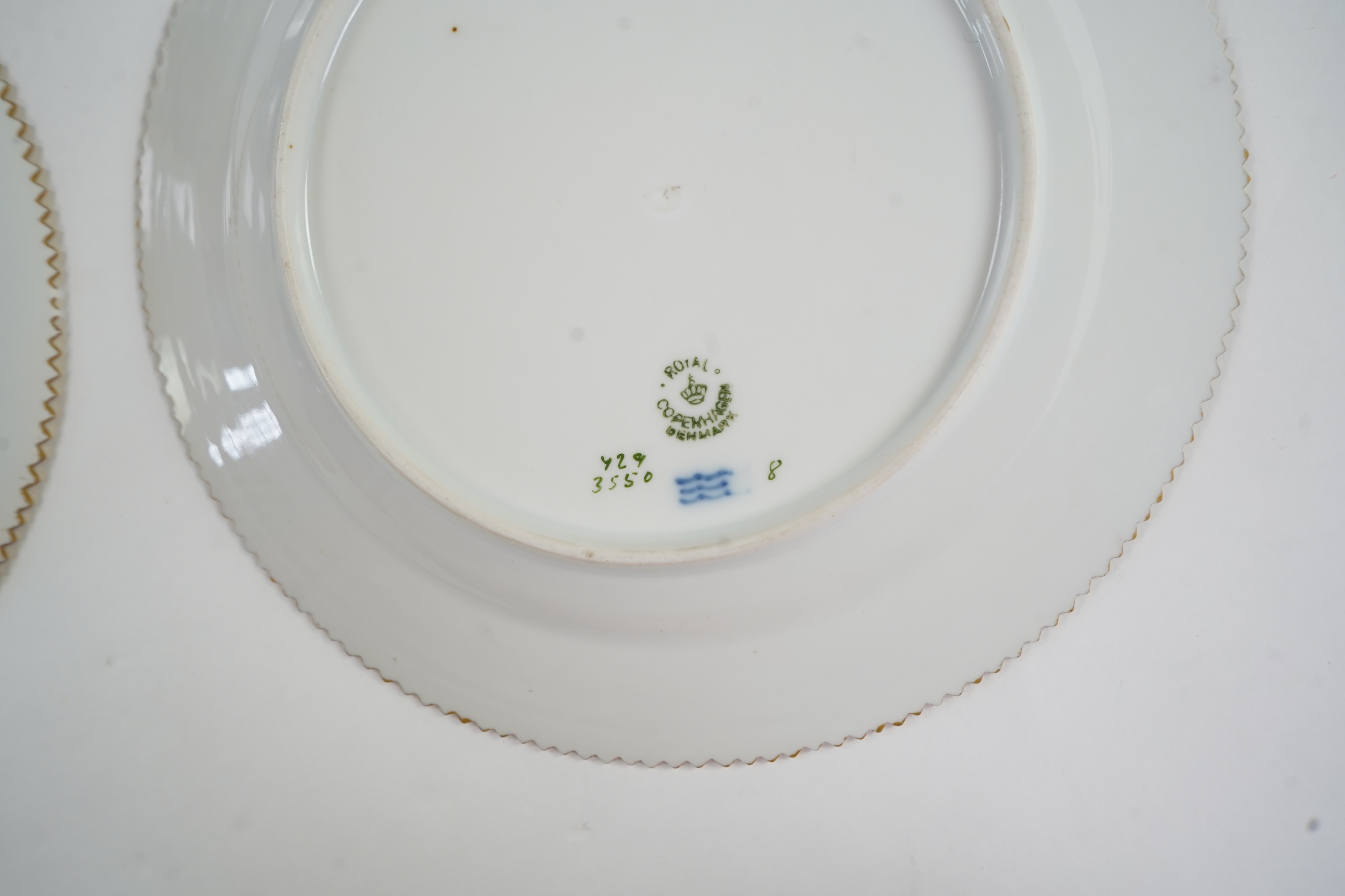 A set of six Royal Copenhagen 'Flora Danica' shape plates